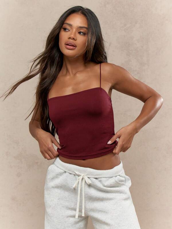 missguided MISSGUIDED Basic Ribbed Form-Fitting Tank Top Camisole