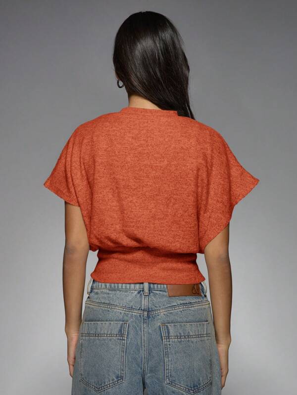 Missguided MISSGUIDED Basic Ribbed Knit High Neck Crop Top With Dolman Sleeves