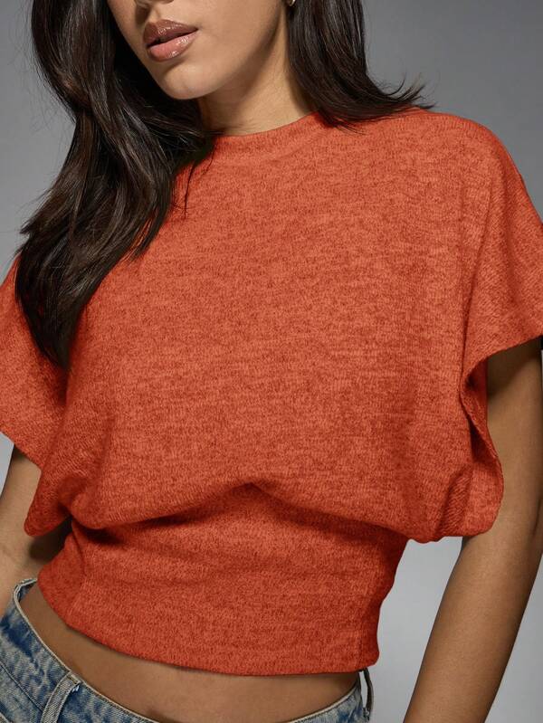 Missguided MISSGUIDED Basic Ribbed Knit High Neck Crop Top With Dolman Sleeves
