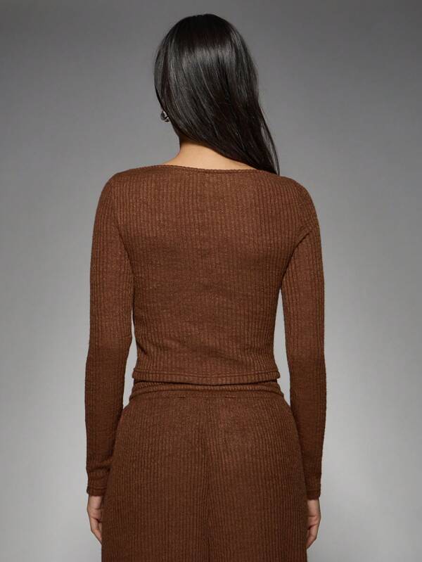 Missguided MISSGUIDED Basic Ribbed Long Sleeve Crop Top Layering Piece