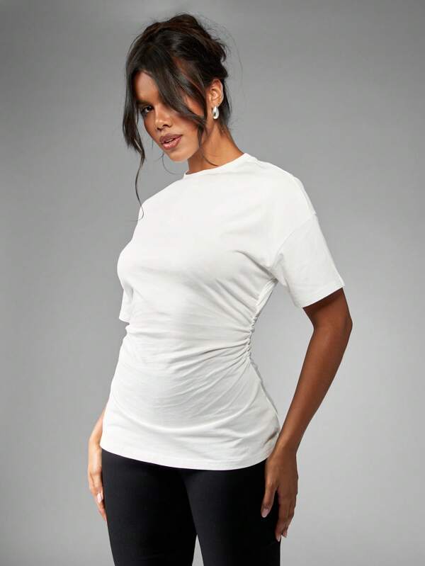 missguided MISSGUIDED Basic Ruched Side Oversized T-Shirt