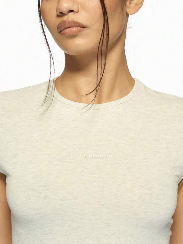 Missguided MISSGUIDED Basic Slim Fit Cap Sleeve Crewneck T-Shirt