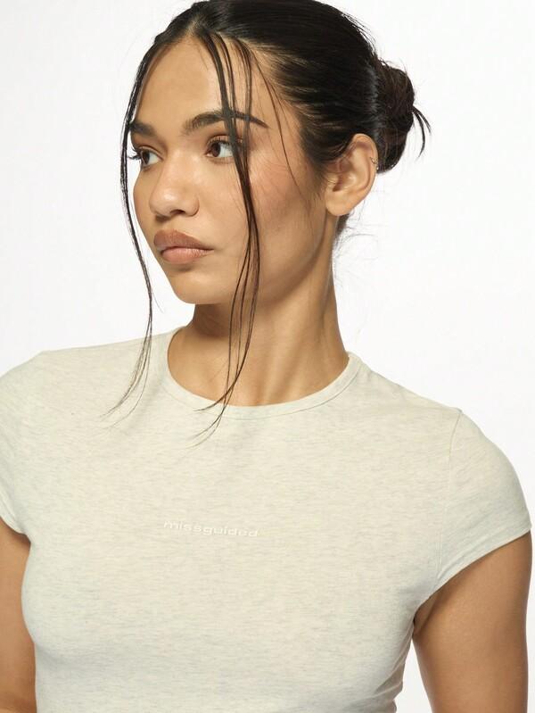 Missguided MISSGUIDED Basic Slim Fit Cap Sleeve Crewneck T-Shirt