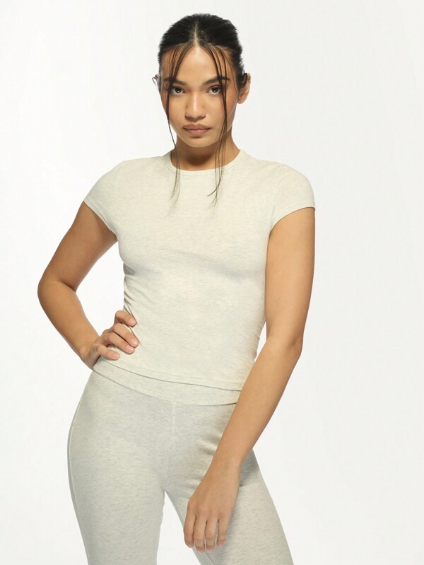 missguided MISSGUIDED Basic Slim Fit Cap Sleeve Crewneck T-Shirt