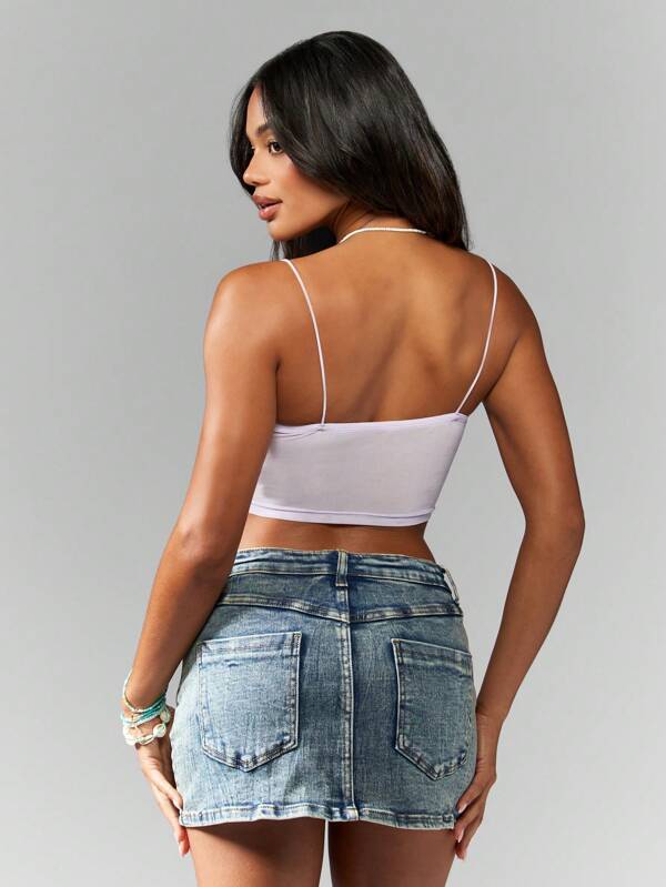 Missguided MISSGUIDED Basic Stretch Ruched Crop Tank Top