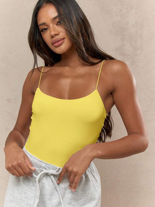Missguided MISSGUIDED Basic Thin Strap Ribbed Knit Tank Top