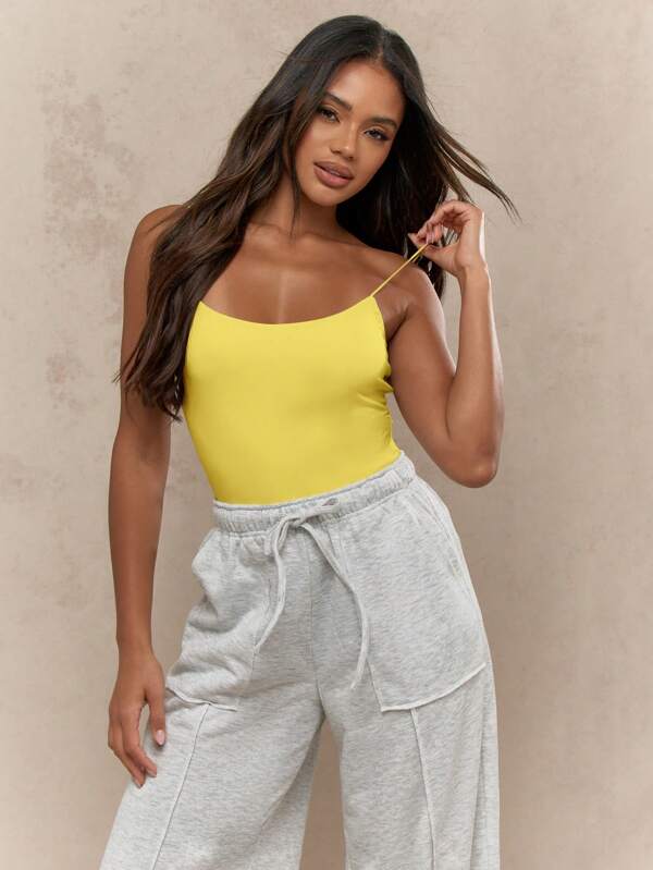 missguided MISSGUIDED Basic Thin Strap Ribbed Knit Tank Top