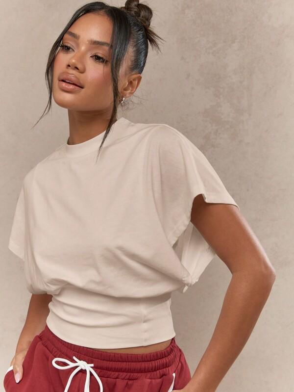 Missguided MISSGUIDED Batwing T Shirt With Cinched Waist And Dolman Sleeves