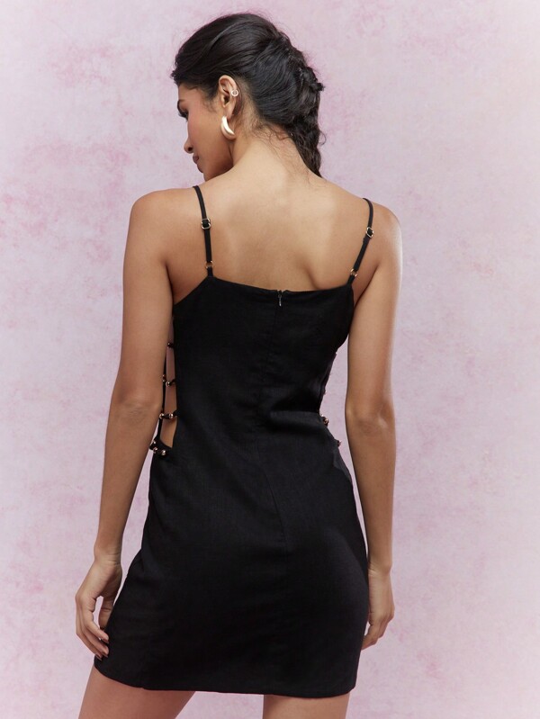 Missguided MISSGUIDED Bead Detail Cut-Out Cami Mini Dress