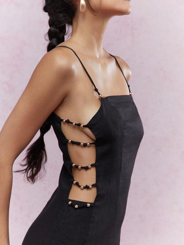 Missguided MISSGUIDED Bead Detail Cut-Out Cami Mini Dress