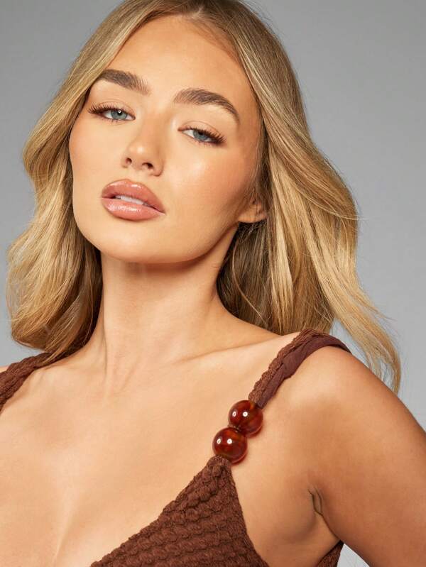 Missguided MISSGUIDED Beaded Knit Cutout Front Mini Dress