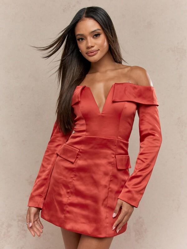 missguided MISSGUIDED Blazer Mini Dress With Plunge Front And Pockets