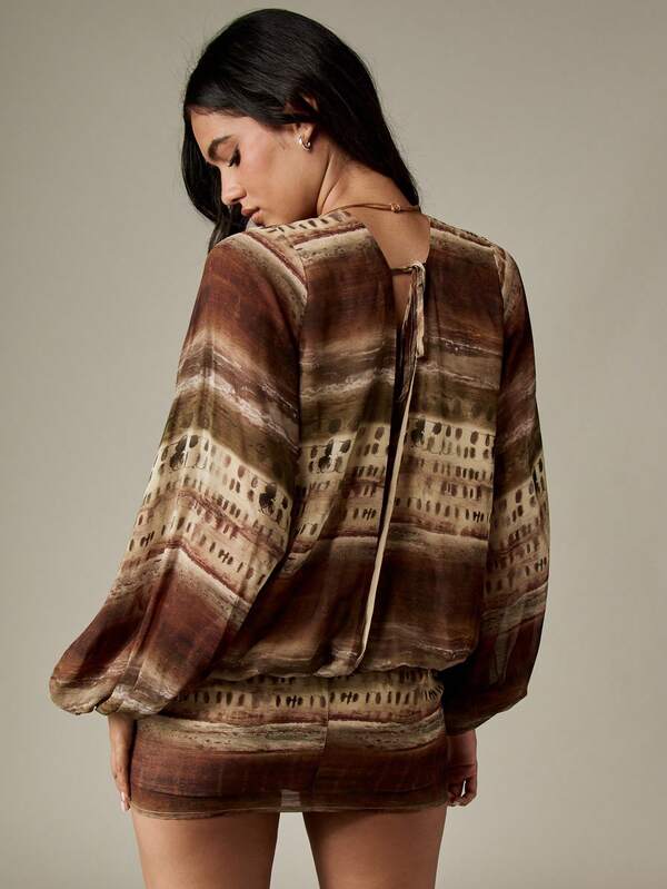 Missguided MISSGUIDED Blouson Sleeve Wrap Mini Dress With Gathered Waist