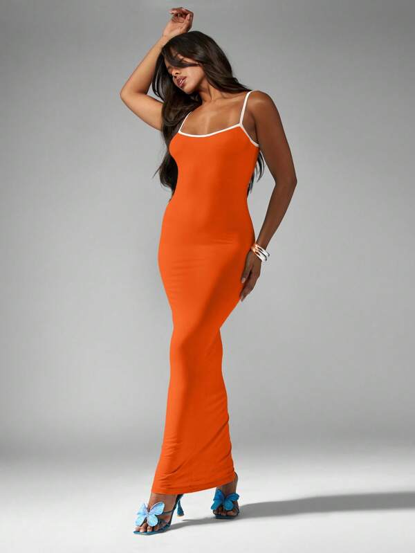 Missguided MISSGUIDED Bodycon Cami Maxi Dress With Contrast Trim
