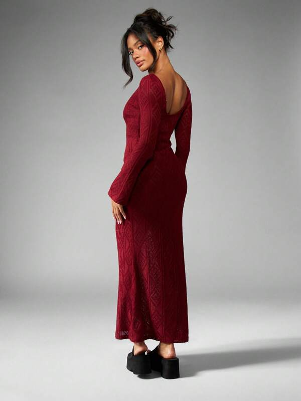 Missguided MISSGUIDED Bodycon Knit Off Shoulder Maxi Dress