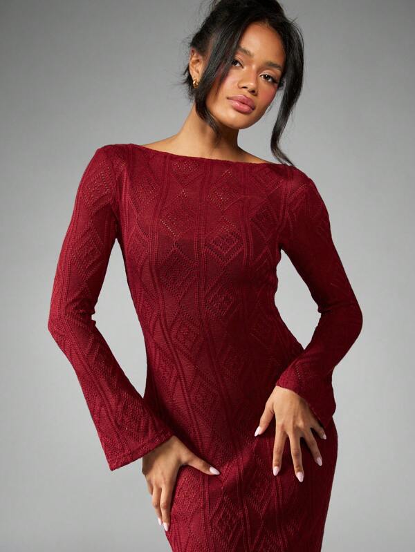 Missguided MISSGUIDED Bodycon Knit Off Shoulder Maxi Dress
