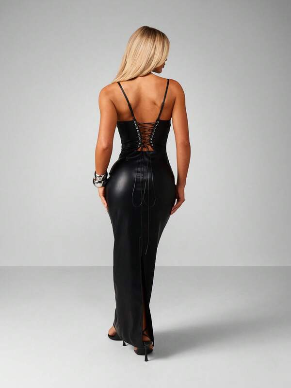 Missguided MISSGUIDED Bodycon Maxi Dress With Lace Up Back