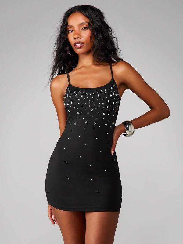 missguided MISSGUIDED Bodycon Mini Dress With Metallic Studs