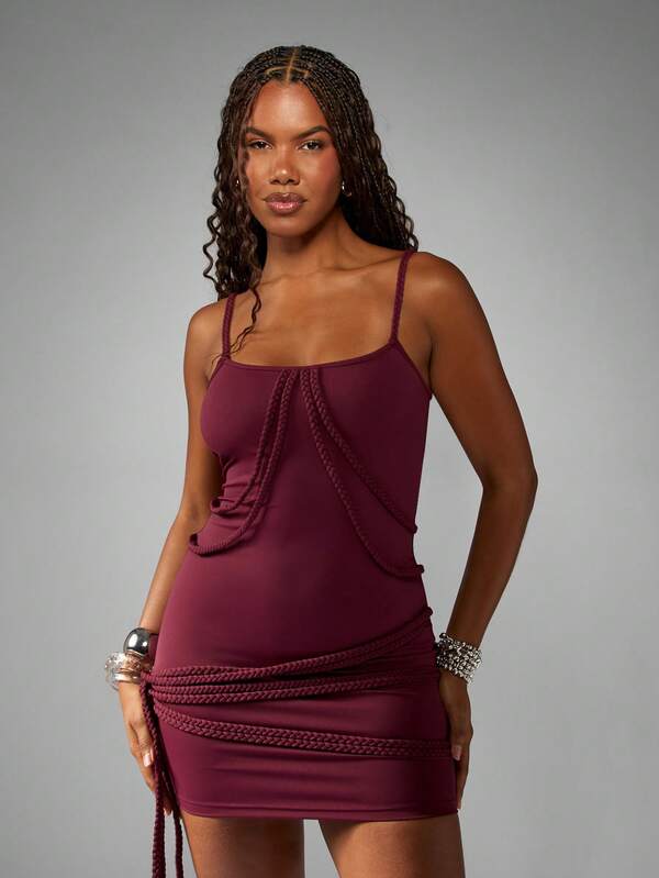 Missguided MISSGUIDED Bodycon Mini Dress With Plaited Rope Detail