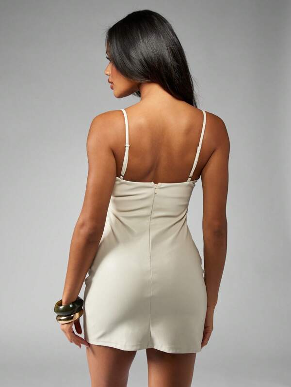 Missguided MISSGUIDED Bodycon Spaghetti Strap Sleeveless Split Hem Form Fitting Slim Fit Mini Dress