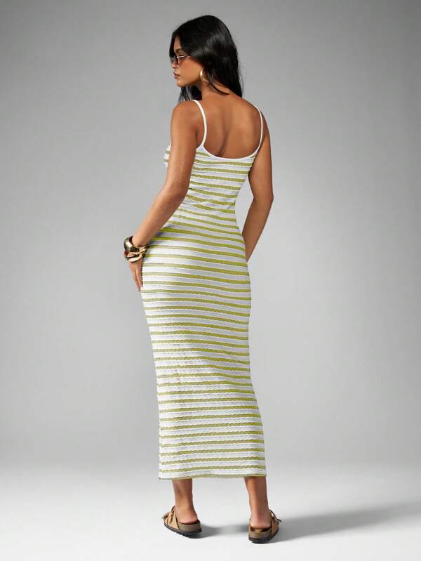 Missguided MISSGUIDED Bodycon Strappy Knit Textured Ribbed Long Length Maxi Dress