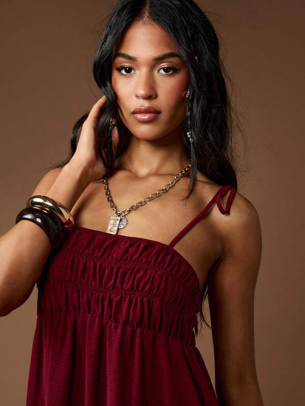 Missguided MISSGUIDED Bohemian Empire Waist Smocked Bodice Maxi Dress