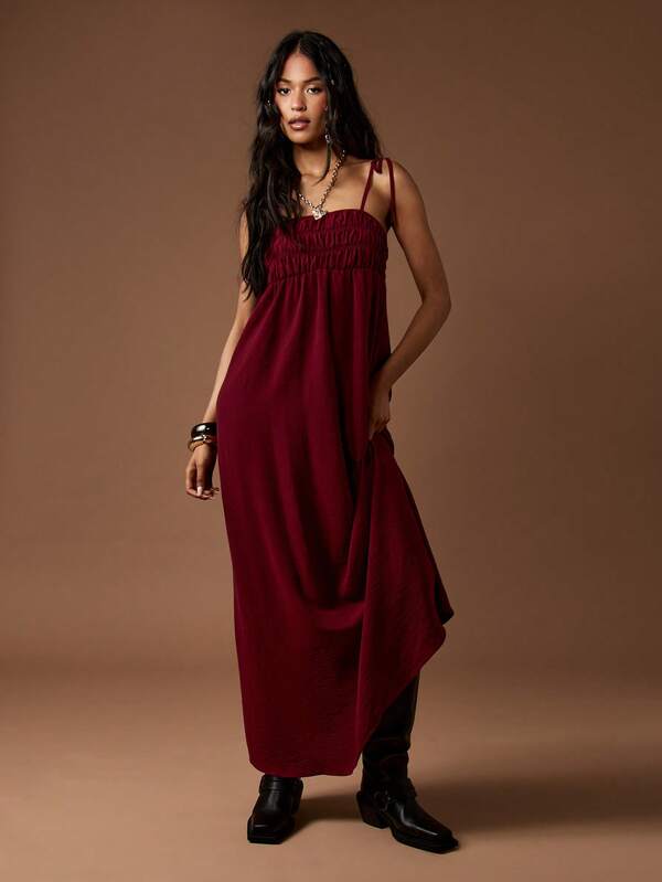 Missguided MISSGUIDED Bohemian Empire Waist Smocked Bodice Maxi Dress