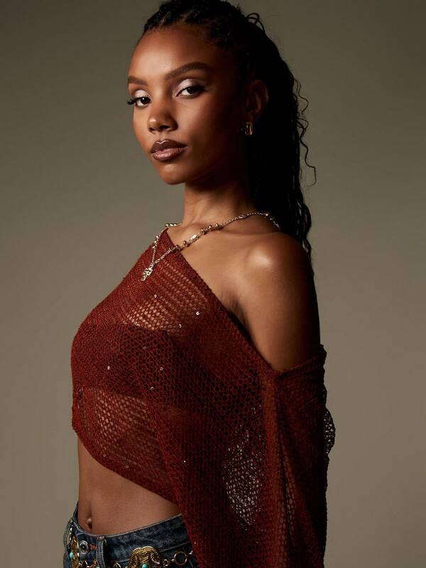 Missguided MISSGUIDED Bohemian Fishnet Long Sleeve Cover Up Top