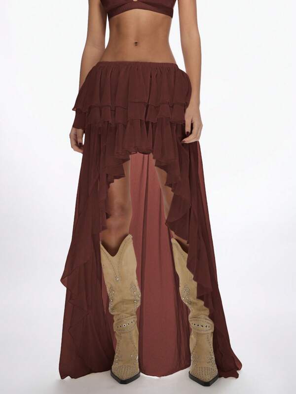 missguided MISSGUIDED Bohemian High Low Ruffle Tiered Layered Swing Skirts