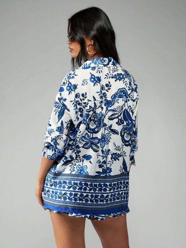 Missguided MISSGUIDED Bohemian Porcelain Print Two-Piece Outfit