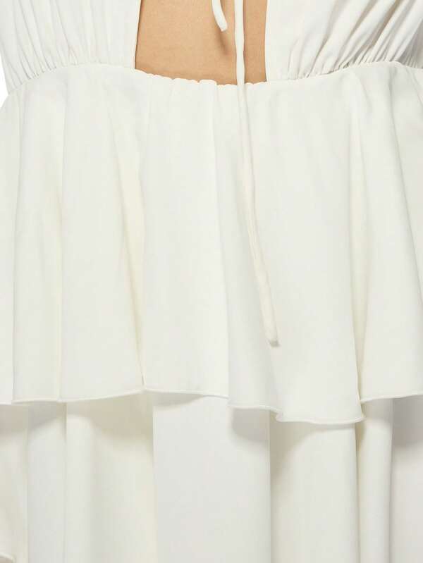 Missguided MISSGUIDED Boho Chic Long Sleeve Ruffle Tie Front Mini Dress