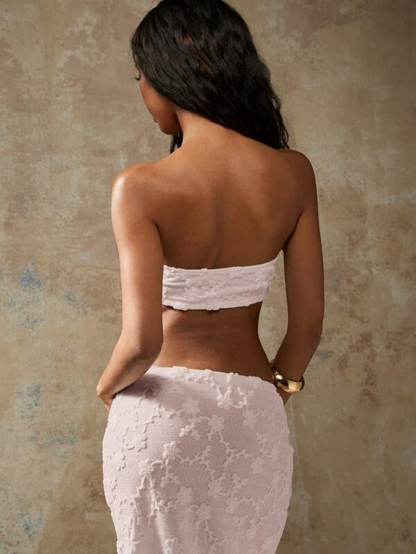Missguided MISSGUIDED Boho Lace Bandeau Strapless Crop Top