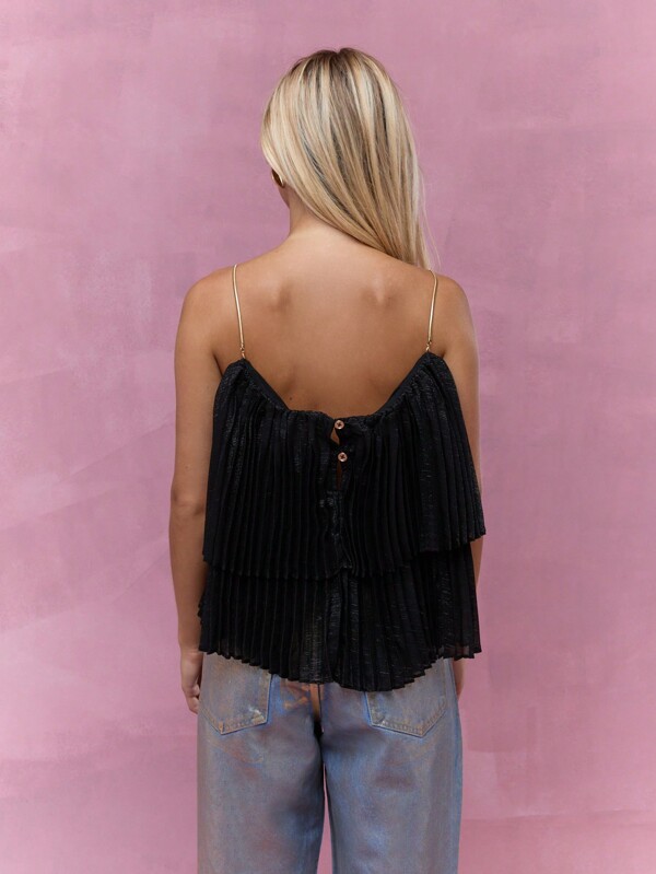 Missguided MISSGUIDED Boho Metal Strap Tiered Ruffle Cami Top