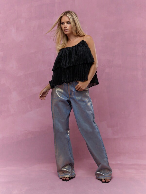 Missguided MISSGUIDED Boho Metal Strap Tiered Ruffle Cami Top