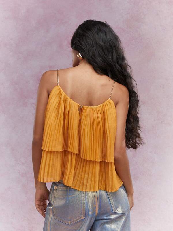 Missguided MISSGUIDED Boho Metal Strap Tiered Ruffle Cami Top