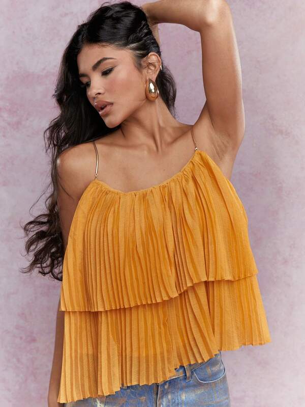 Missguided MISSGUIDED Boho Metal Strap Tiered Ruffle Cami Top