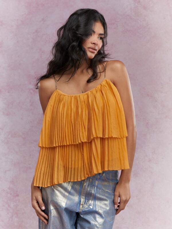 missguided MISSGUIDED Boho Metal Strap Tiered Ruffle Cami Top