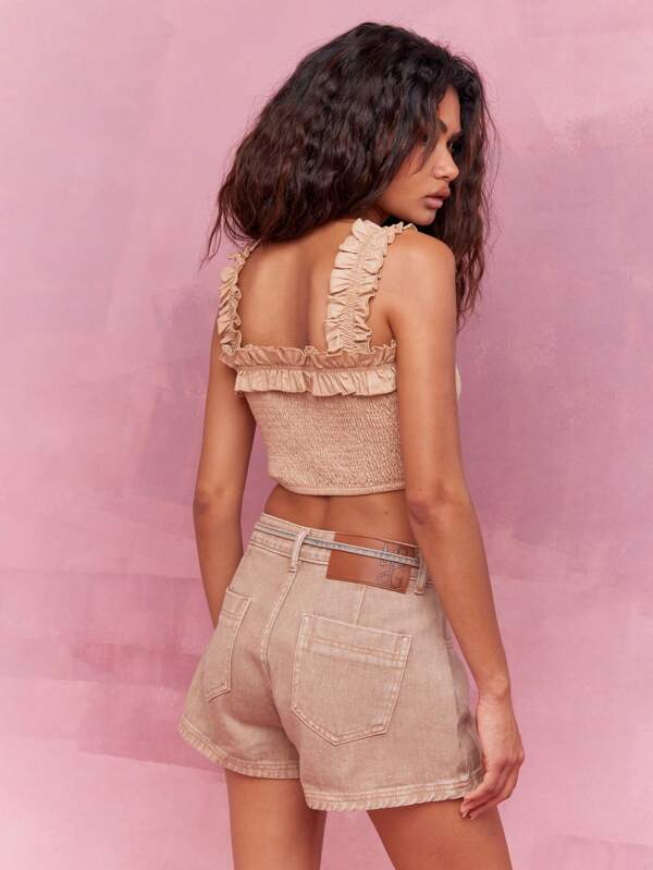 Missguided MISSGUIDED Boho Ruffle Edge Shirred Sleeveless Top