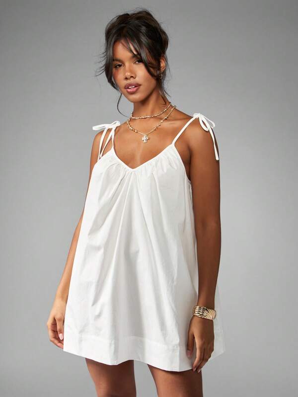 missguided MISSGUIDED Boho Smock Cotton Shift Mini Sundress