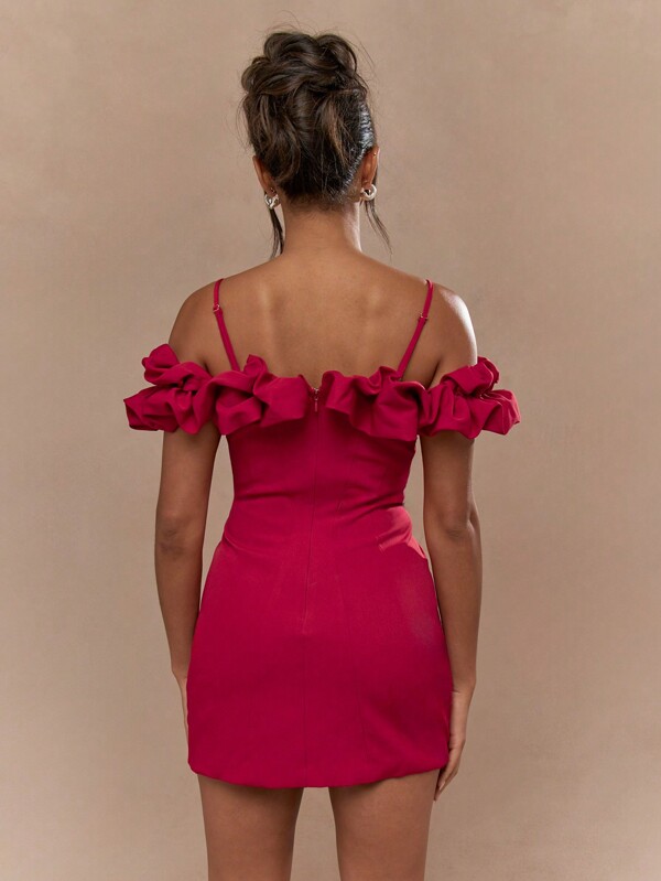 Missguided MISSGUIDED Boho Tailored Balloon Ruffle Spaghetti Strap Pleat Stitch Tulip Mini Dress