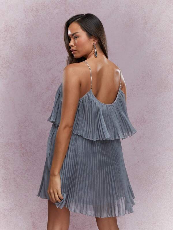 Missguided MISSGUIDED Boho Tiered Pleated Ruffle Cami Mini Dress