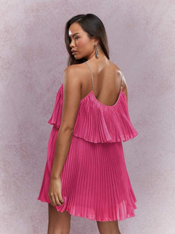 Missguided MISSGUIDED Boho Tiered Pleated Ruffle Cami Mini Dress