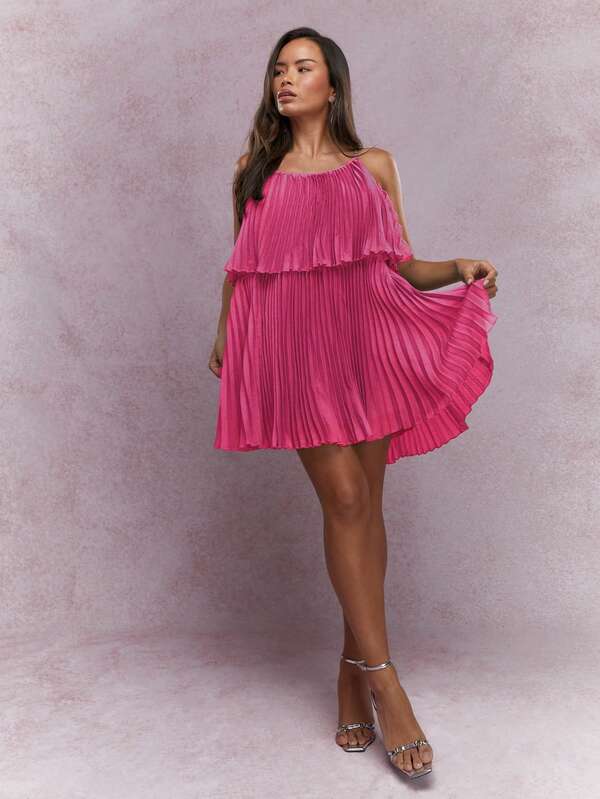 Missguided MISSGUIDED Boho Tiered Pleated Ruffle Cami Mini Dress