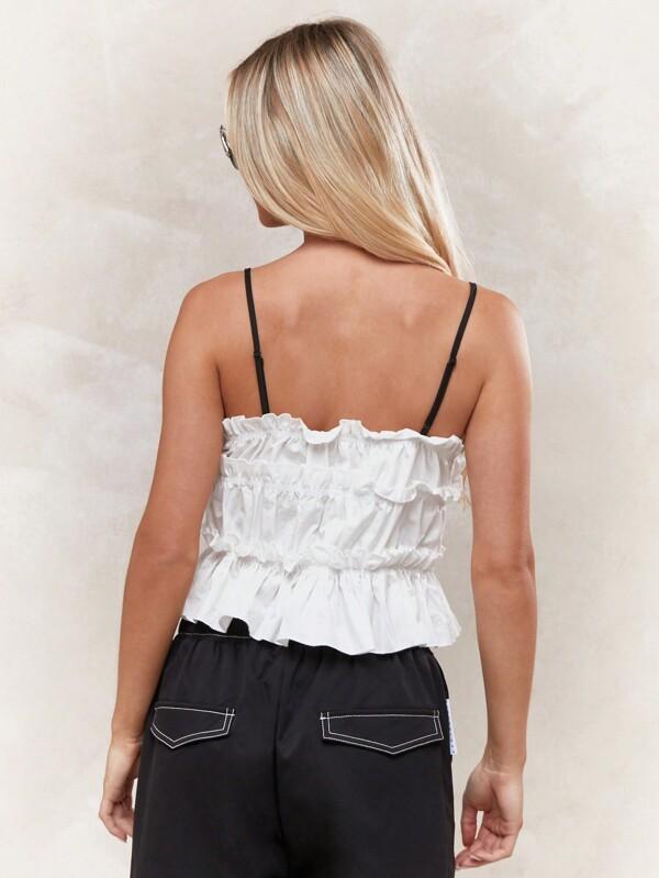 Missguided MISSGUIDED Boho Tiered Ruffled Bow Detail Cami Top