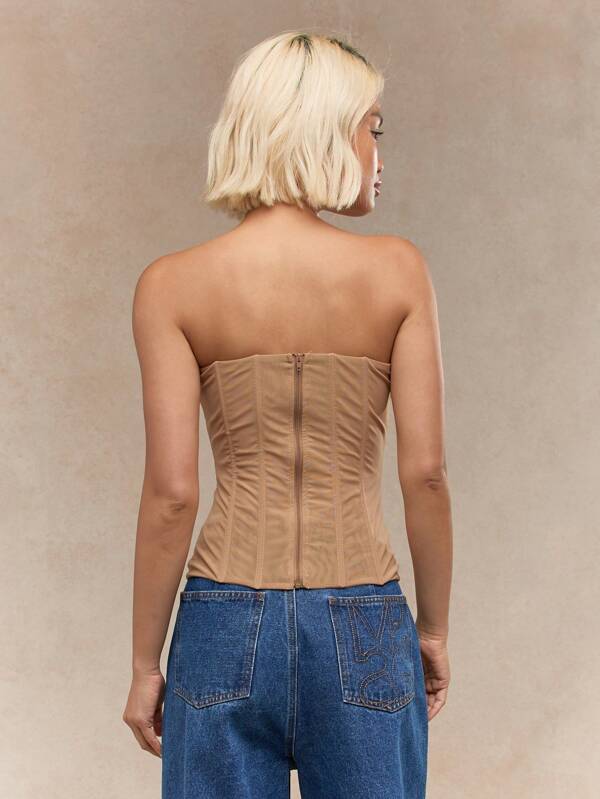 Missguided MISSGUIDED Boned Mesh Corset Bandeau Top