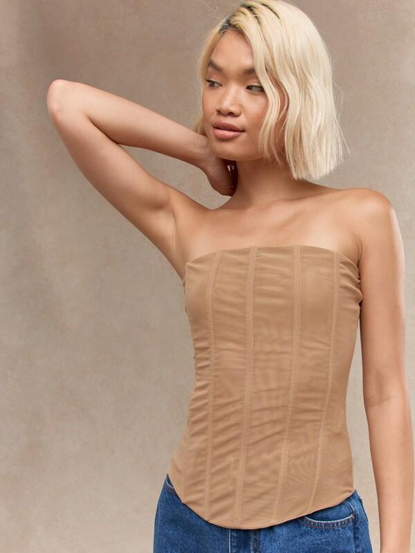 Missguided MISSGUIDED Boned Mesh Corset Bandeau Top