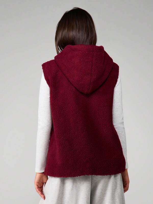 Missguided MISSGUIDED Borg Sherpa Hooded Gilet With Zip