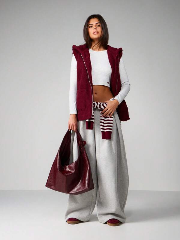 Missguided MISSGUIDED Borg Sherpa Hooded Gilet With Zip