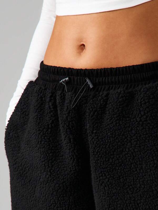 Missguided MISSGUIDED Borg Wide Leg Joggers With Elastic Waist