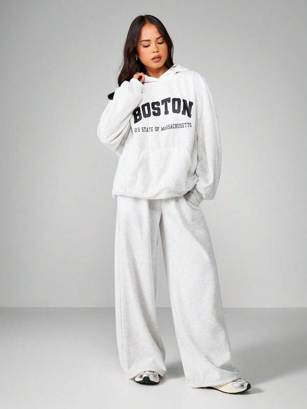 Missguided MISSGUIDED Boston Hoodie With Drawstring And Front Pocket